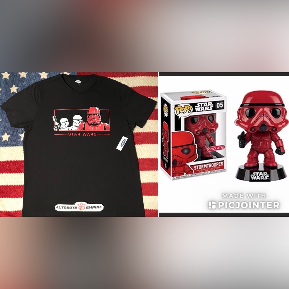 Vintage Lucasfilms Old Navy Star Wars Red Stormtrooper Shirt XL + FUNKO POP #05
